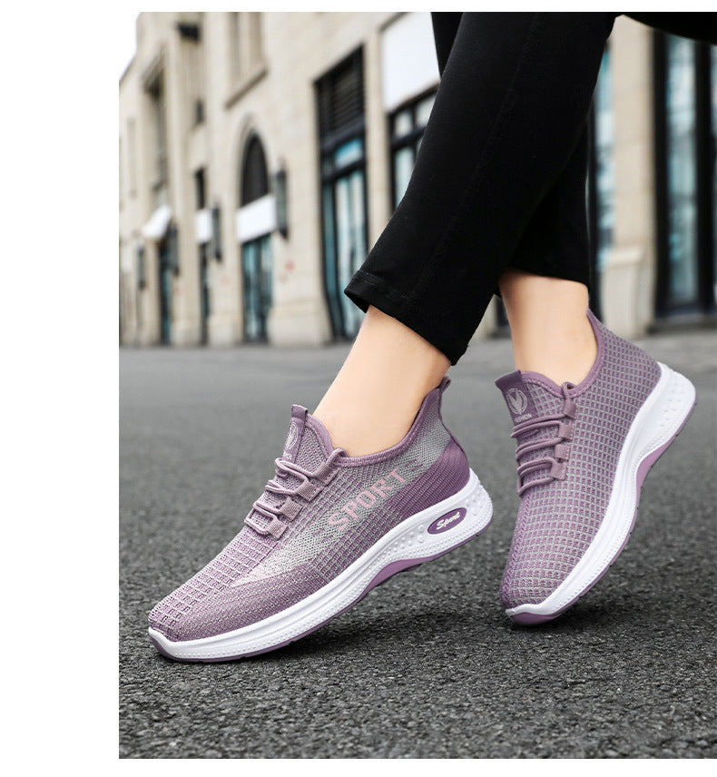 Sports Shoes for Women, Summer New Breathable Mesh Shoes, Fly-Knit Soft-Soled Running Shoes, Comfortable and Not Tiring for Feet, Casual Women's Shoes