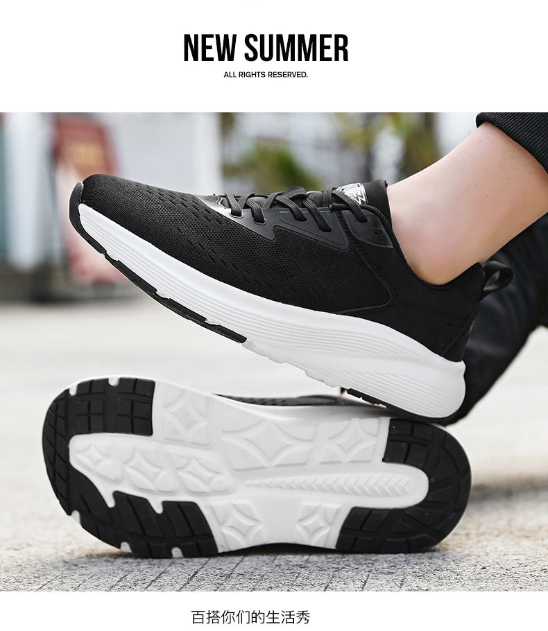 2025 New Couple Running Shoes Lightweight Shock-Absorbing Breathable Sports Shoes for Men and Women Youth Travel White Shoes Cross-Border
