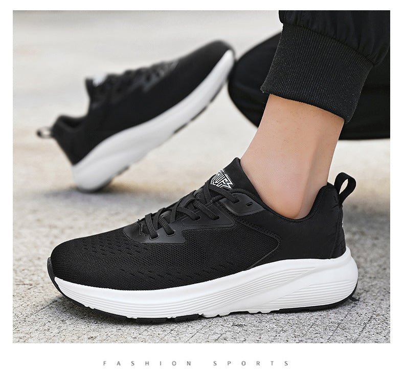 2025 New Couple Running Shoes Lightweight Shock-Absorbing Breathable Sports Shoes for Men and Women Youth Travel White Shoes Cross-Border