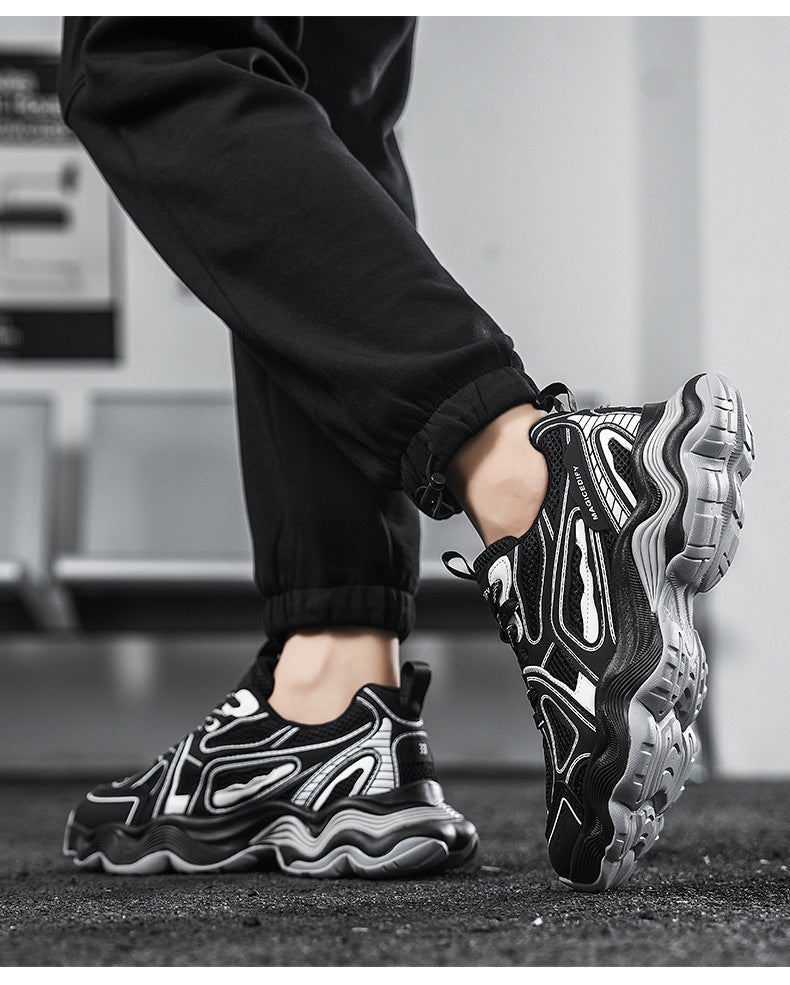 Autumn and Winter Height-Increasing Casual Running Shock-Absorbing Sports Shoes for Men, Youth Trendy Breathable Casual Mesh Dad Shoes