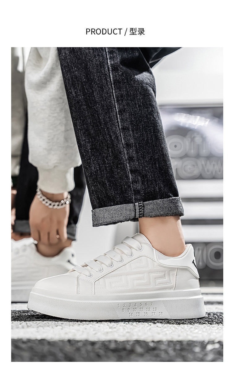 Men's Shoes New White Shoes Men's All-match Breathable Thick-soled Heightened Casual Sports Running Board Shoes Waterproof for Male Students