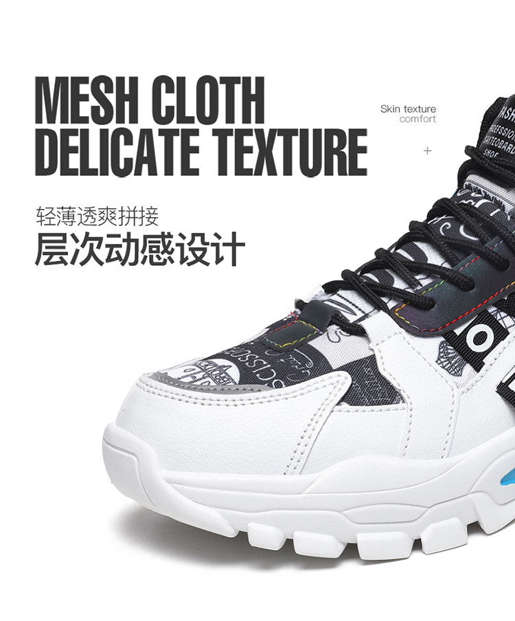 2024 New Fashionable Shoes Distinctive Autumn High-top Shoes Autumn and Winter Men's Shoes High-top Board Shoes Korean Fashionable Running Shoes for Students
