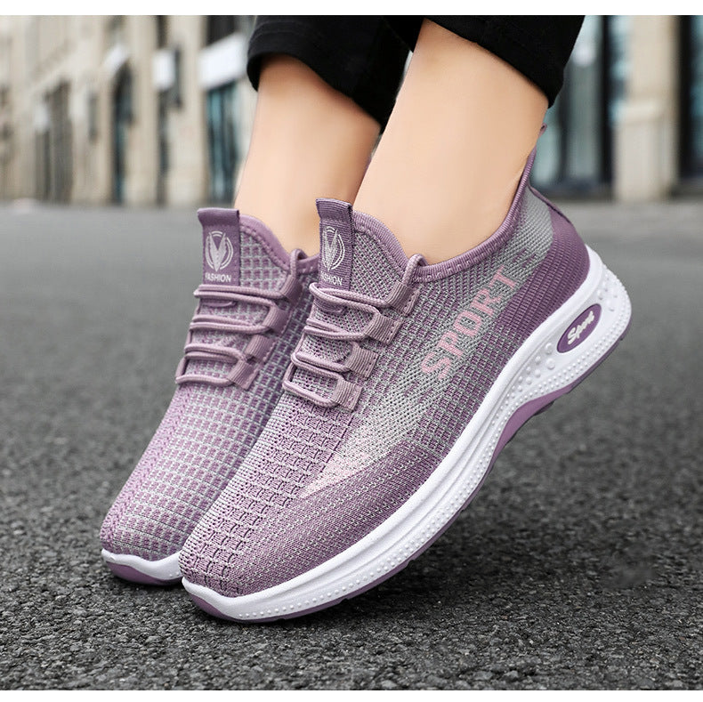 Sports Shoes for Women, Summer New Breathable Mesh Shoes, Fly-Knit Soft-Soled Running Shoes, Comfortable and Not Tiring for Feet, Casual Women's Shoes