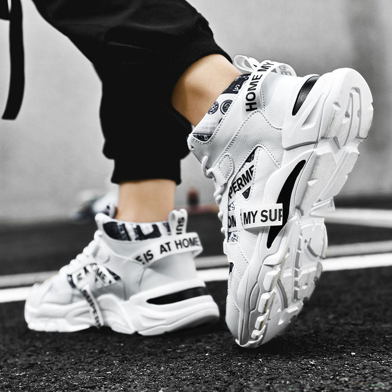 2024 New Fashionable Shoes Distinctive Autumn High-top Shoes Autumn and Winter Men's Shoes High-top Board Shoes Korean Fashionable Running Shoes for Students