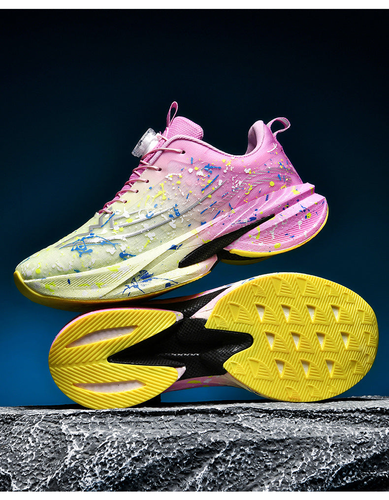 Men's and Women's Same Style Running Shoes Carbon Plate Running Shoes Luminous Camouflage Swivel Buckle Casual Shoes Long-Distance Running Exercise Professional Sports Shoes