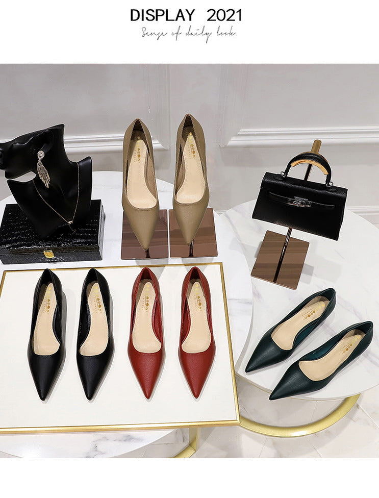 Fashion pointed toe mid heeled shoes 4 cm Stilettos Occupation OL Office shoes low-heel women shoes Kitten high heels Pumps Lady