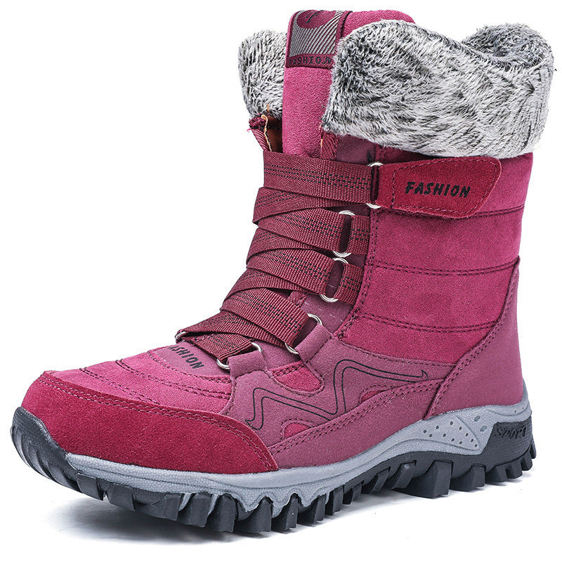 Northern Winter Fleece-lined Warm Thick-soled Snow Boots Cotton-padded Shoes High-top Women's Shoes Thick-soled Outdoor Mountaineering Shoes Casual Shoes