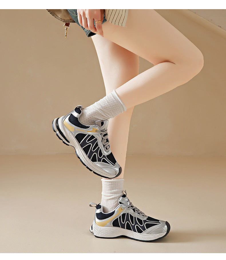 Dad Shoes for Women 2025 New Mesh Breathable Jogging Shoes Thick Sole Heightening Casual Sports Shoes