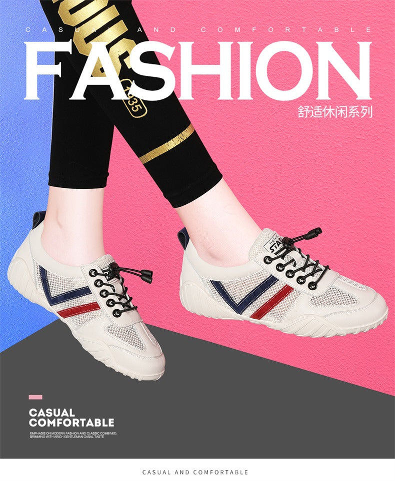 Shoes 2025 New Women's Sports Casual Shoes Ins All-match Summer Mesh Shoes Breathable Mesh Flat White Shoes Trendy