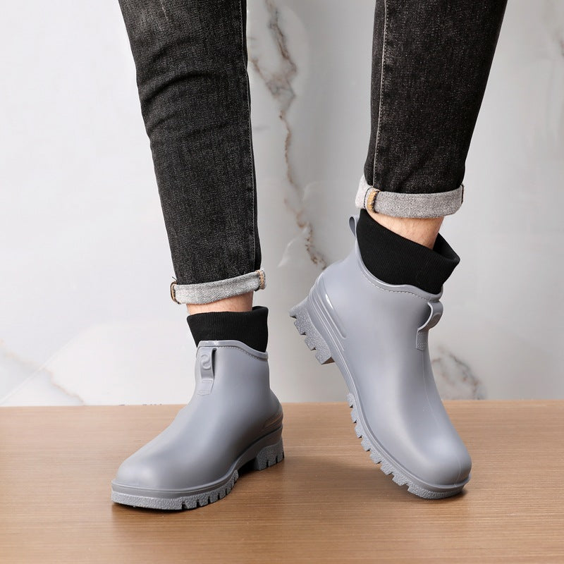 Water Shoes for Women, Chelsea Style with Fleece Lining, Short Rain Boots for Men, Low-Top Rubber Shoes for Men and Women, Non-Slip and Wear-Resistant