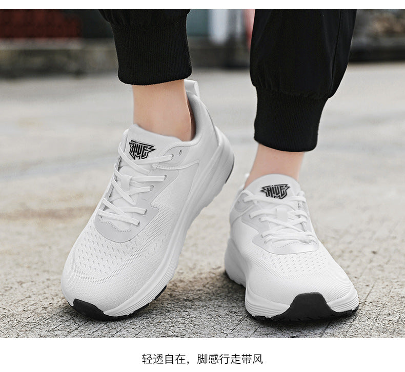 2025 New Couple Running Shoes Lightweight Shock-Absorbing Breathable Sports Shoes for Men and Women Youth Travel White Shoes Cross-Border