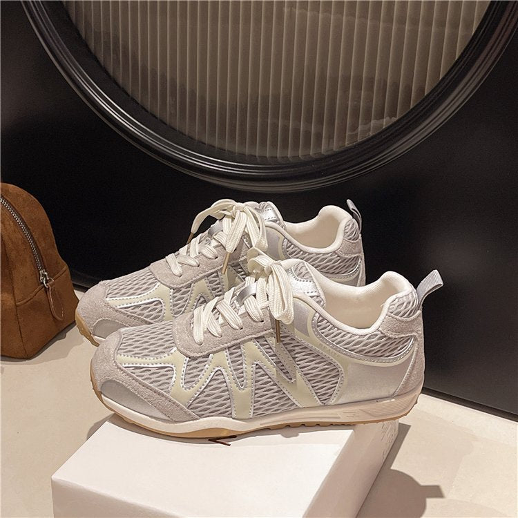 Summer Mesh Breathable Moral Training Shoes for Women 2025 New Versatile Mesh Forrest Gump Shoes Lace-Up Thick-Soled Casual Sports Shoes