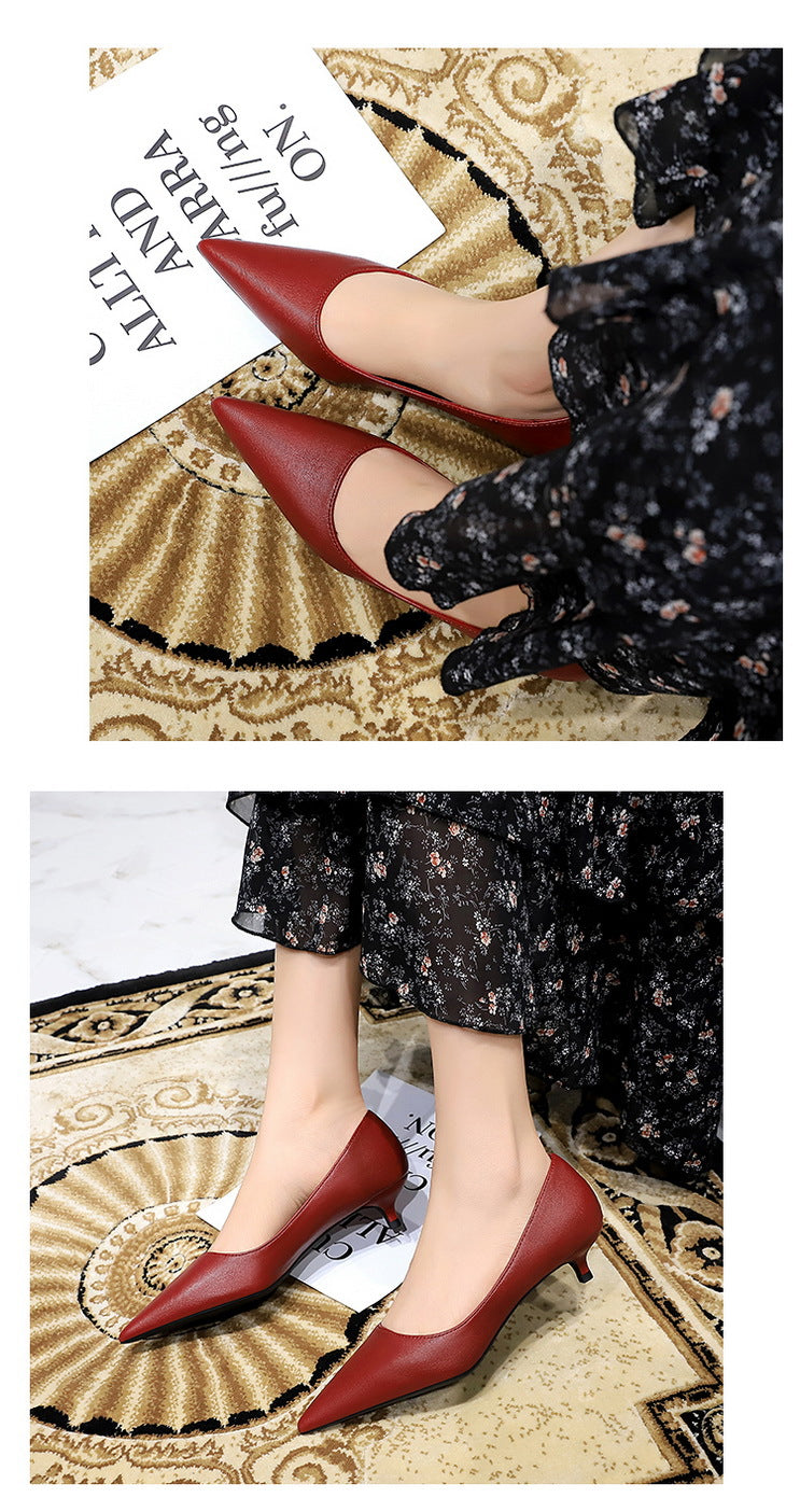 Fashion pointed toe mid heeled shoes 4 cm Stilettos Occupation OL Office shoes low-heel women shoes Kitten high heels Pumps Lady