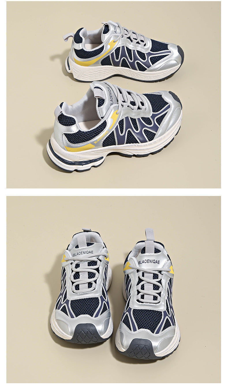 Dad Shoes for Women 2025 New Mesh Breathable Jogging Shoes Thick Sole Heightening Casual Sports Shoes