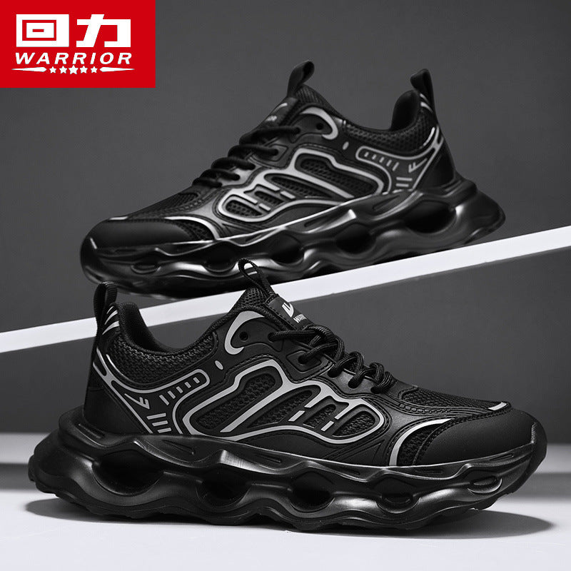 Warrior Men's Shoes 2026 New Model Breathable Hollow Soft Sole Shock Absorbing Lightweight Running Casual Sports Versatile Dad Sneakers