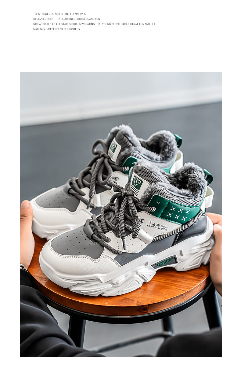 Men's Shoes New Fashion Brand fleece-lined Warm Running sneaker Increased High-end Sense Teenagers All-match Putian Torre Shoes