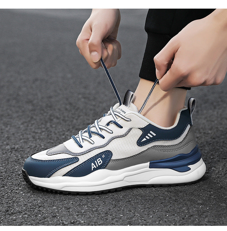 2025 Summer New All-match Men's Shoes Mesh Breathable Lightweight Soft Sole Running Shoes Men's Casual Sports Trendy Shoes