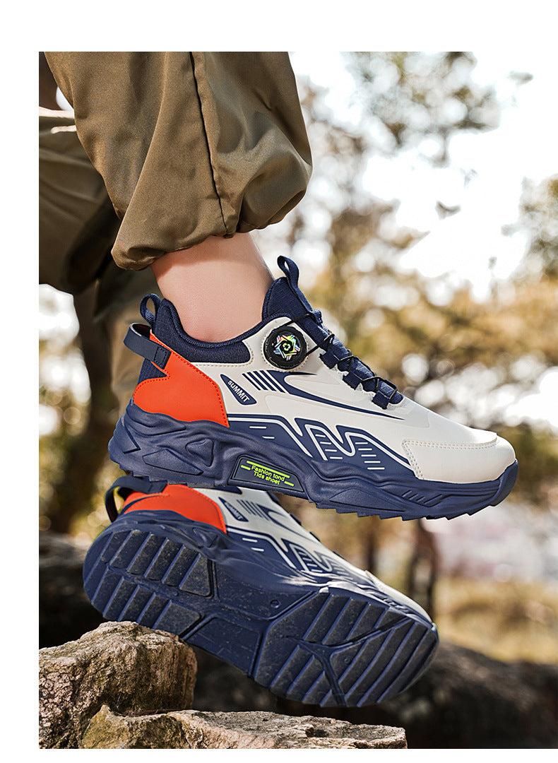 Men's Shoes Summer Breathable Lightweight Running Sports Trendy Shoes Non-slip Height-up Men's Slip-on Swivel Buckle Casual Shoes