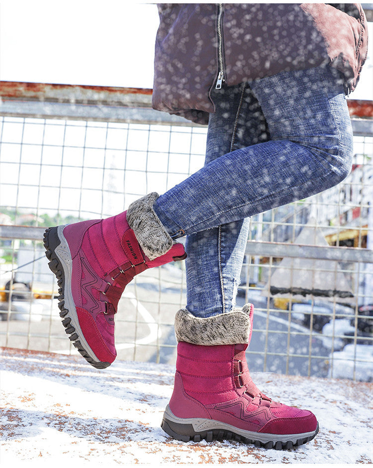Northern Winter Fleece-lined Warm Thick-soled Snow Boots Cotton-padded Shoes High-top Women's Shoes Thick-soled Outdoor Mountaineering Shoes Casual Shoes