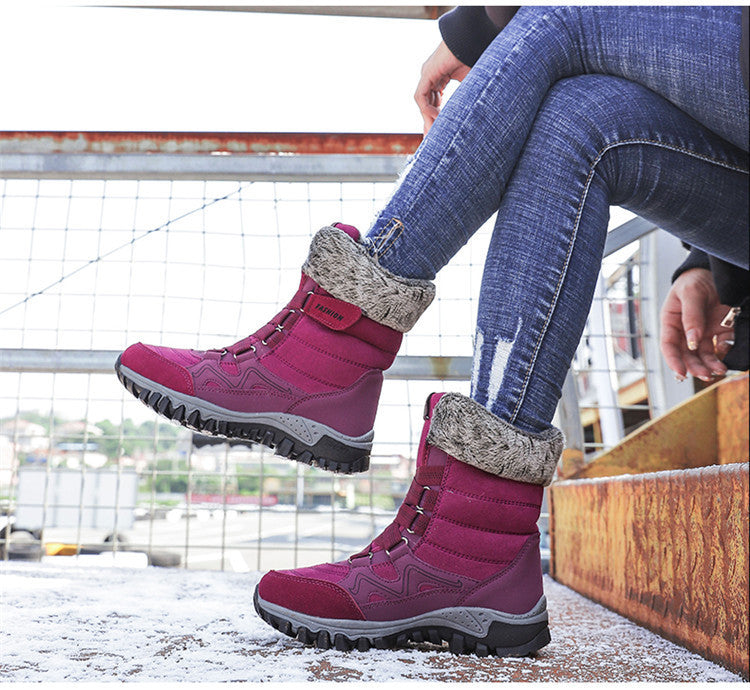 Northern Winter Fleece-lined Warm Thick-soled Snow Boots Cotton-padded Shoes High-top Women's Shoes Thick-soled Outdoor Mountaineering Shoes Casual Shoes