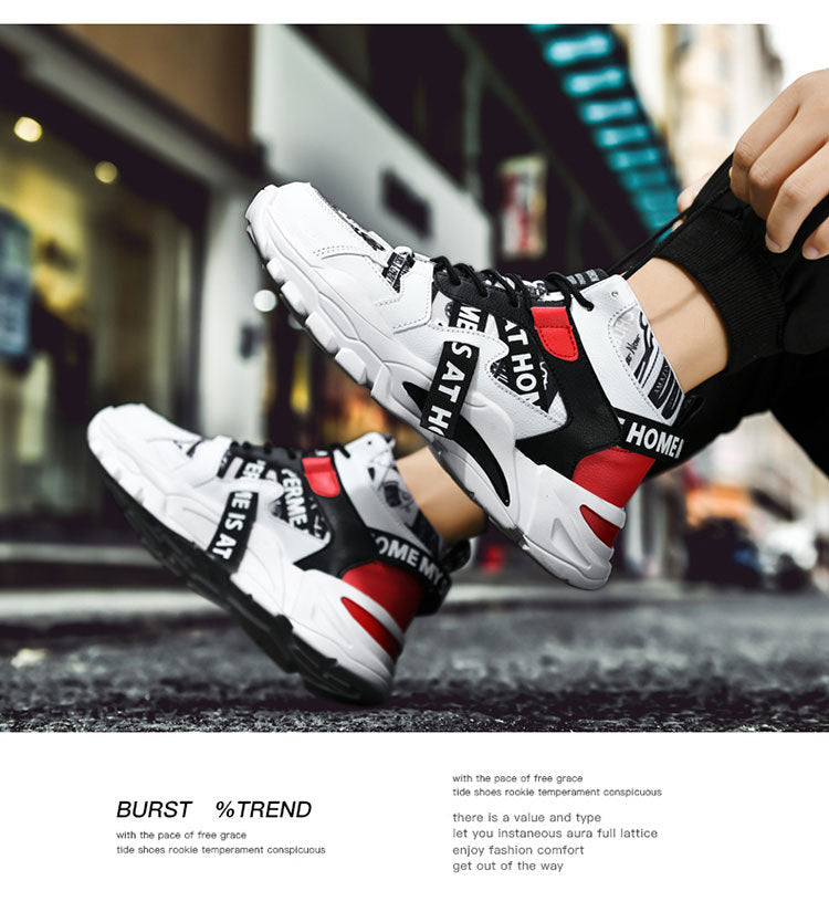 2024 New Fashionable Shoes Distinctive Autumn High-top Shoes Autumn and Winter Men's Shoes High-top Board Shoes Korean Fashionable Running Shoes for Students