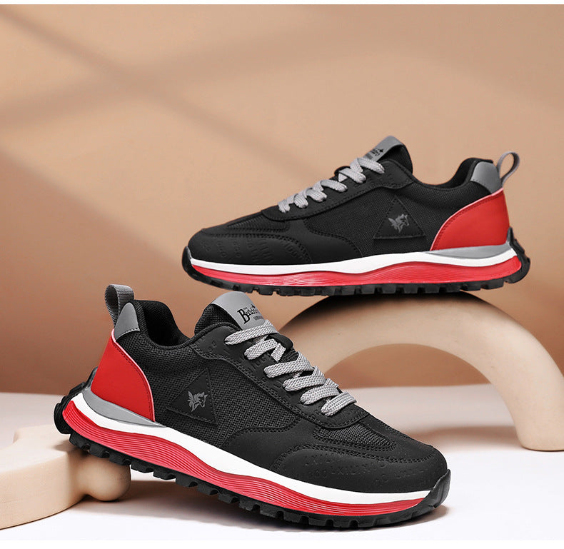 Summer Sports Shoes for Men, Casual Running Shoes, Breathable Mesh Shock-Absorbing Lightweight Soft-Soled British Style Men's Shoes, Moral Training Shoes