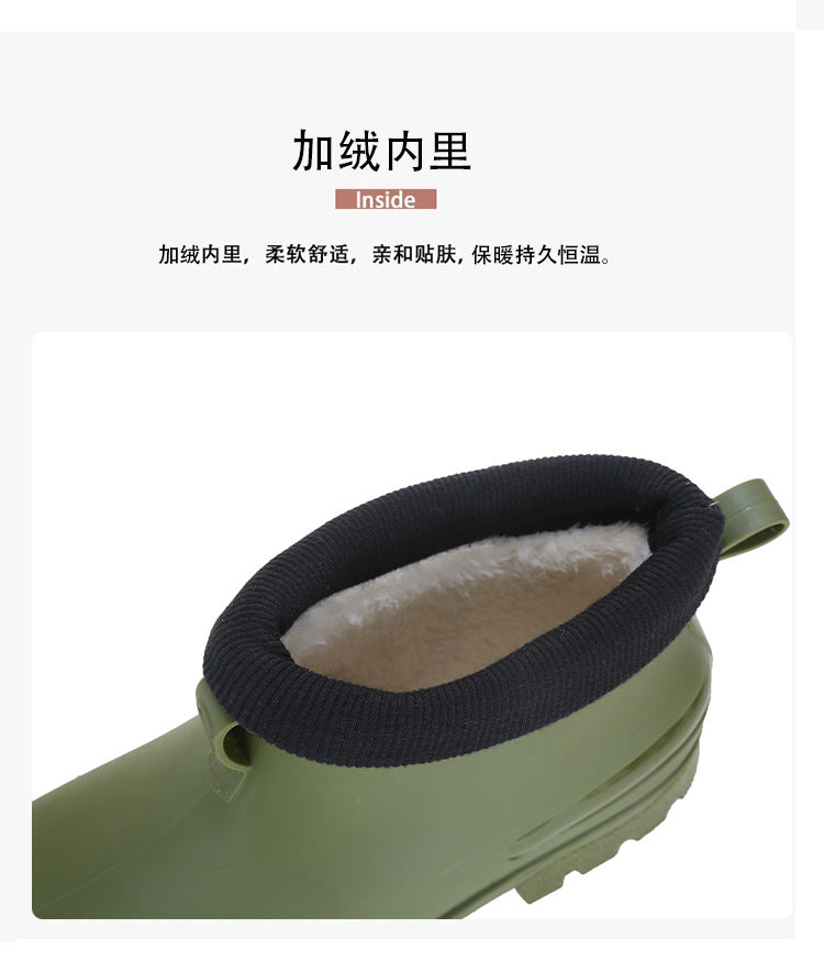 Water Shoes for Women, Chelsea Style with Fleece Lining, Short Rain Boots for Men, Low-Top Rubber Shoes for Men and Women, Non-Slip and Wear-Resistant