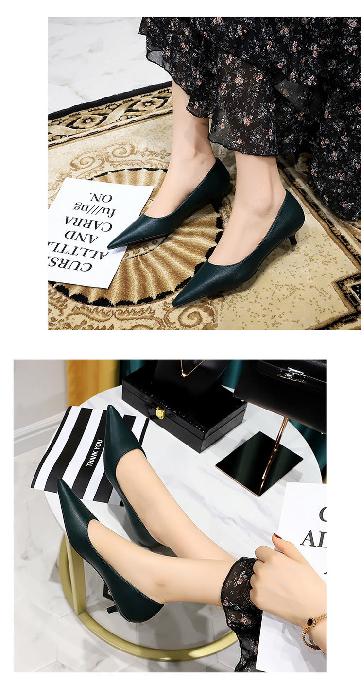 Fashion pointed toe mid heeled shoes 4 cm Stilettos Occupation OL Office shoes low-heel women shoes Kitten high heels Pumps Lady