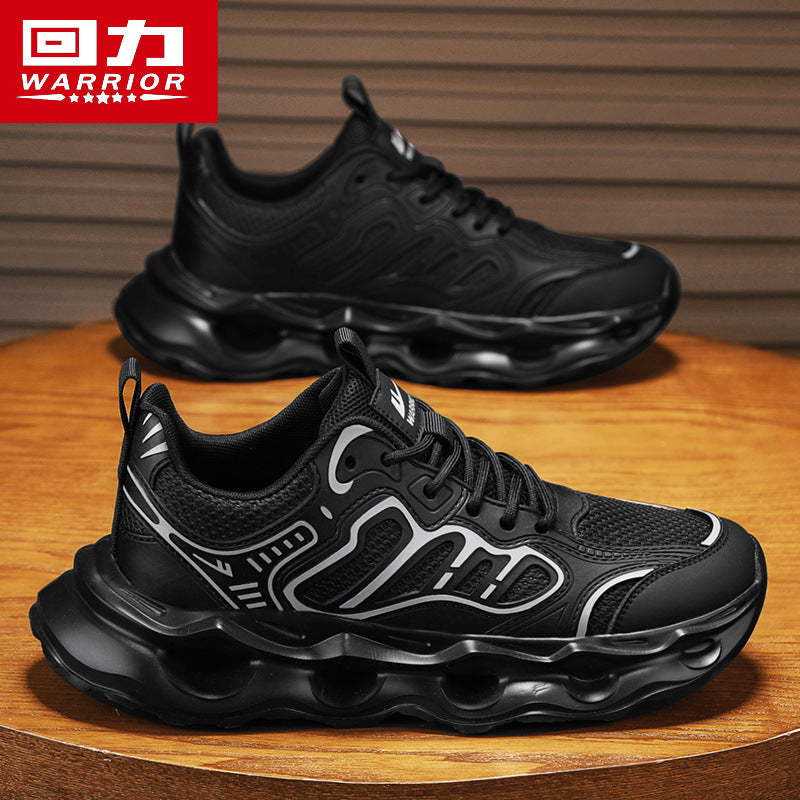 Warrior Men's Shoes 2026 New Model Breathable Hollow Soft Sole Shock Absorbing Lightweight Running Casual Sports Versatile Dad Sneakers