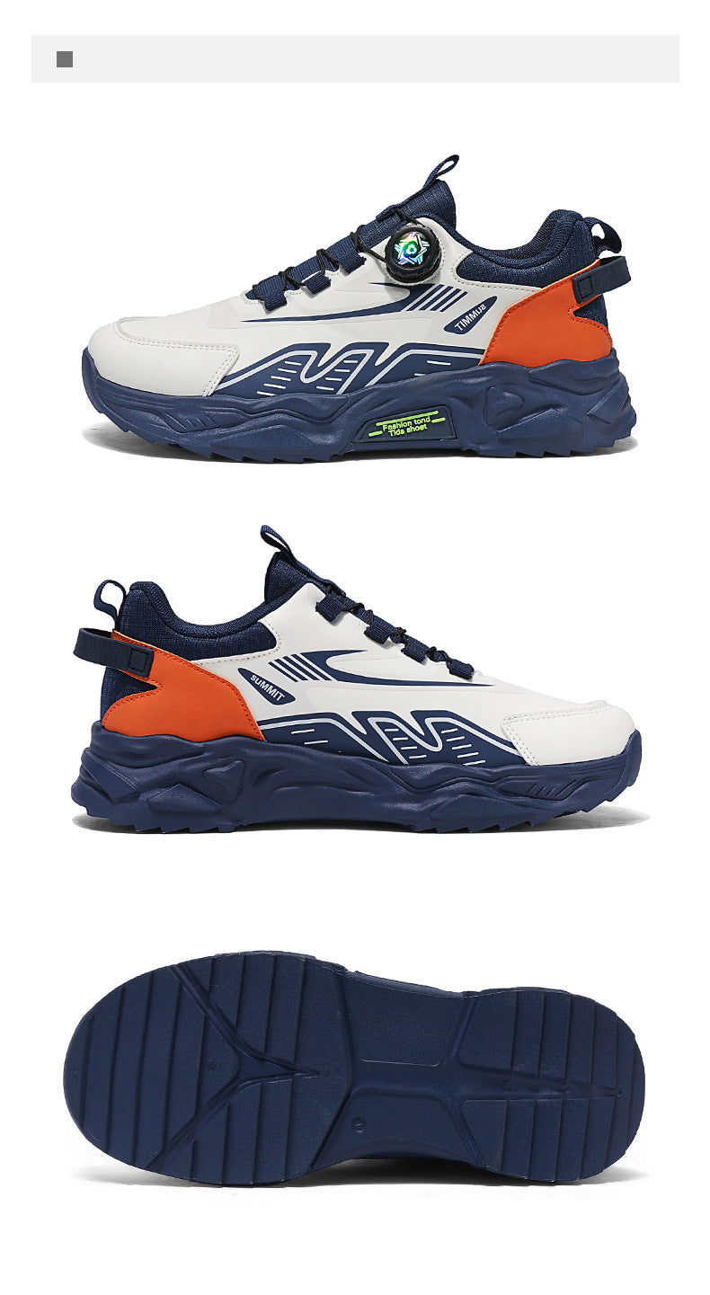 Men's Shoes Summer Breathable Lightweight Running Sports Trendy Shoes Non-slip Height-up Men's Slip-on Swivel Buckle Casual Shoes