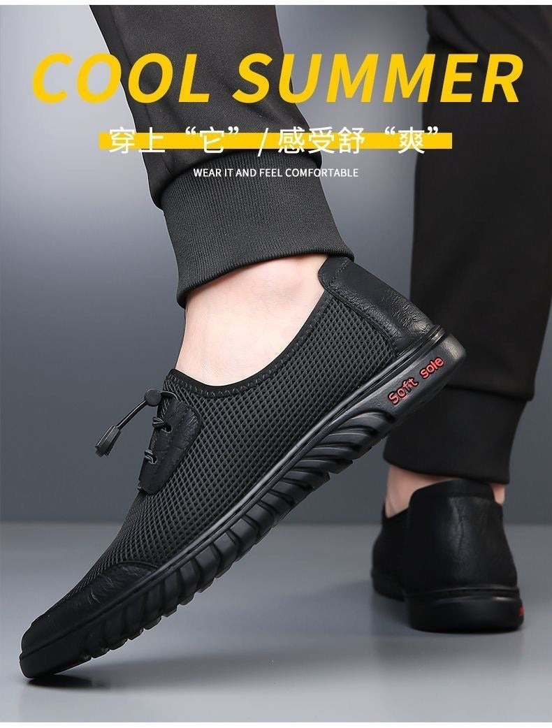2026 Summer Men's Shoes New Sports Casual Shoes Lightweight Breathable Mesh Shoes Non-Slip Soft Sole Driving Shoes Slip-On