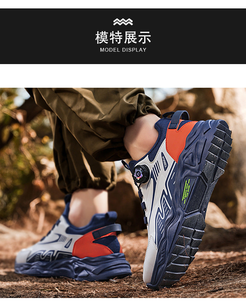 Men's Shoes Summer Breathable Lightweight Running Sports Trendy Shoes Non-slip Height-up Men's Slip-on Swivel Buckle Casual Shoes
