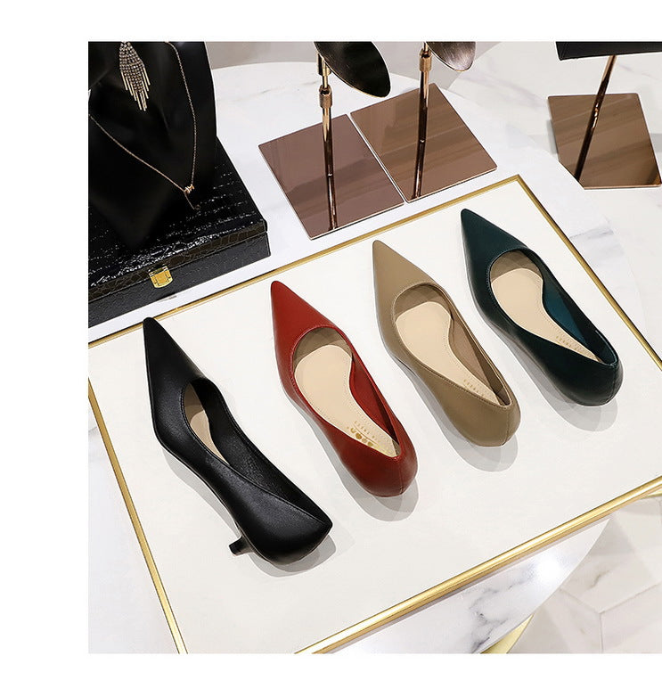 Fashion pointed toe mid heeled shoes 4 cm Stilettos Occupation OL Office shoes low-heel women shoes Kitten high heels Pumps Lady