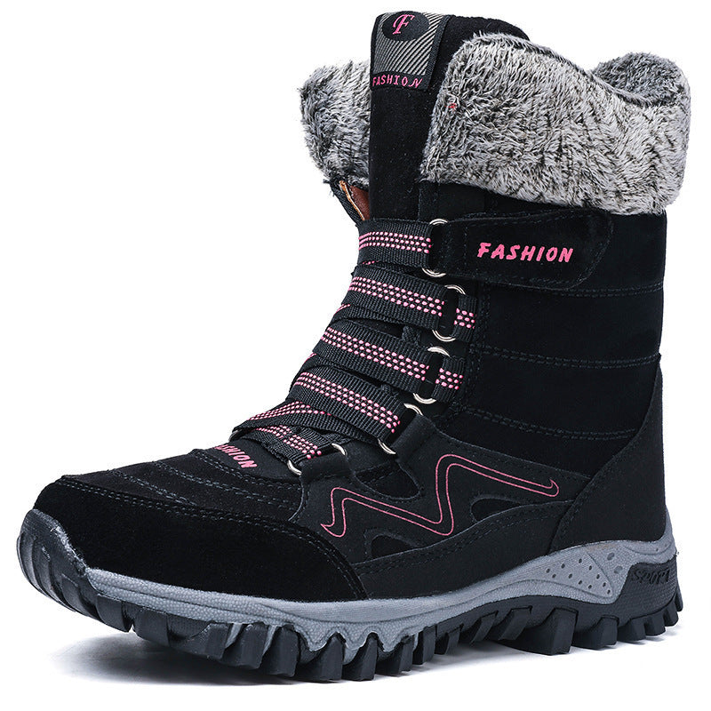 Northern Winter Fleece-lined Warm Thick-soled Snow Boots Cotton-padded Shoes High-top Women's Shoes Thick-soled Outdoor Mountaineering Shoes Casual Shoes