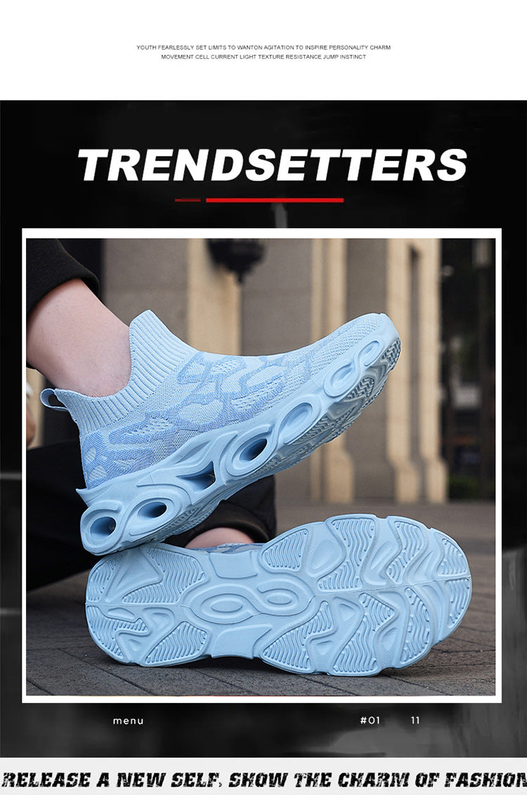 Men's Shoes Summer Breathable Flying Knitting Socks Men's Mesh Shoes Casual sneaker Blade Cross-border plus size Running Shoes Trendy