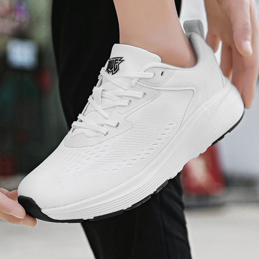 2025 New Couple Running Shoes Lightweight Shock-Absorbing Breathable Sports Shoes for Men and Women Youth Travel White Shoes Cross-Border
