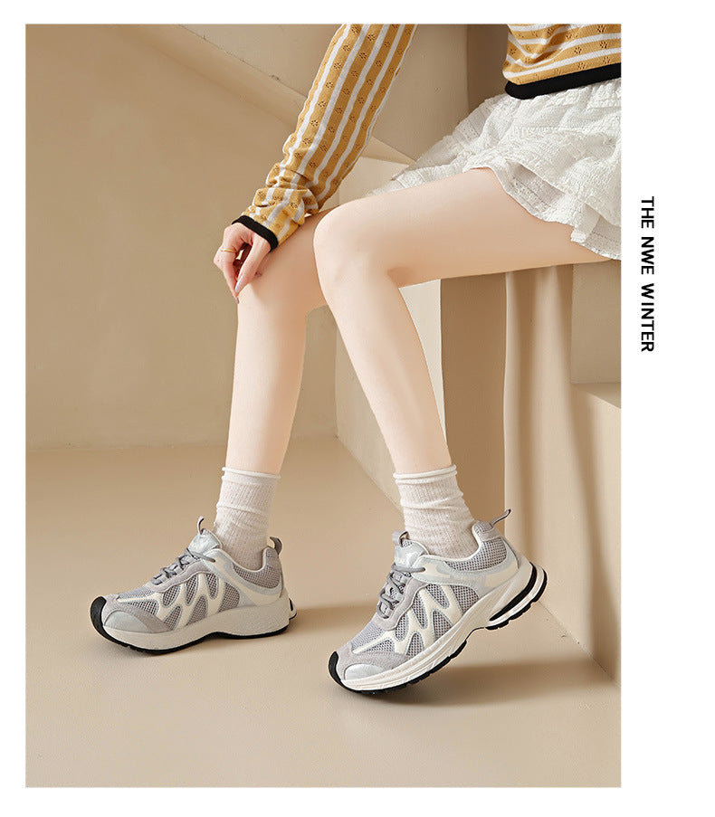 Dad Shoes for Women 2025 New Mesh Breathable Jogging Shoes Thick Sole Heightening Casual Sports Shoes