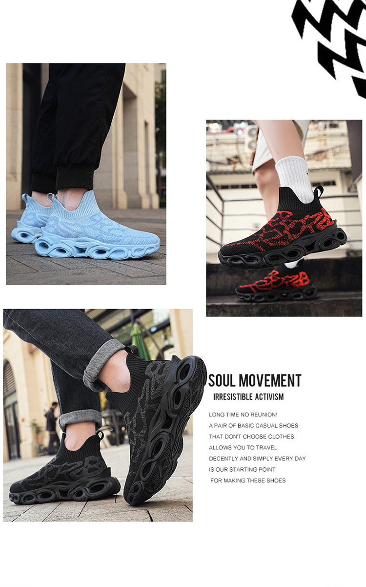 Men's Shoes Summer Breathable Flying Knitting Socks Men's Mesh Shoes Casual sneaker Blade Cross-border plus size Running Shoes Trendy