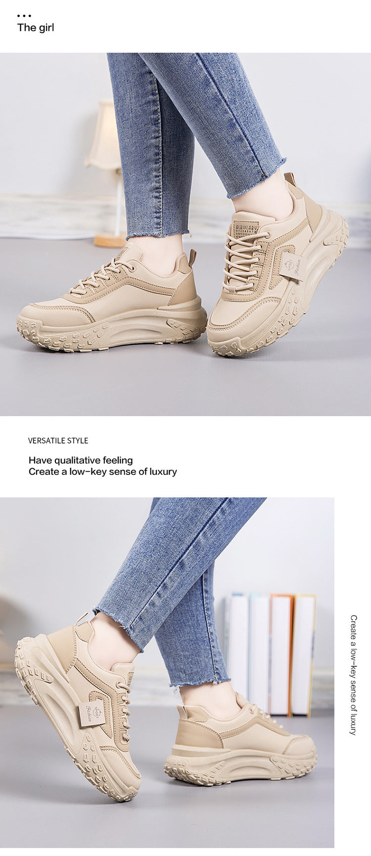 Popular Dad Sneakers for Women, Spring and Autumn Versatile Thick-Soled 2026 New Model, Trendy Casual Sports Shoes for Women, Student Running Shoes