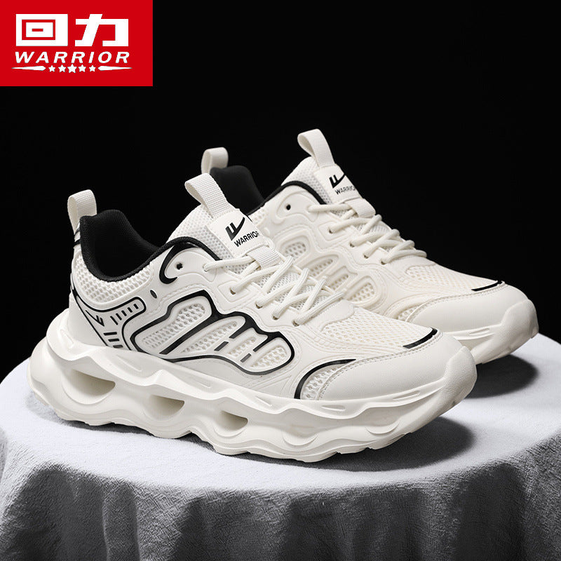 Warrior Men's Shoes 2026 New Model Breathable Hollow Soft Sole Shock Absorbing Lightweight Running Casual Sports Versatile Dad Sneakers