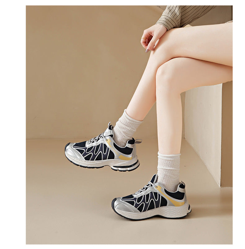 Dad Shoes for Women 2025 New Mesh Breathable Jogging Shoes Thick Sole Heightening Casual Sports Shoes
