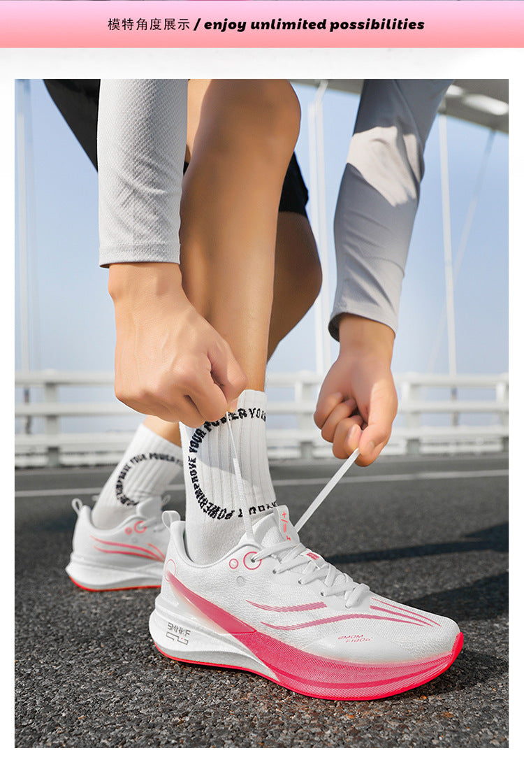 Running Shoes, Sports Shoes, Racing Shock-Absorbing Ultra-Light Running Shoes for Male Teenagers and Students, Carbon Plate Racing Breathable Fly-Woven Mesh