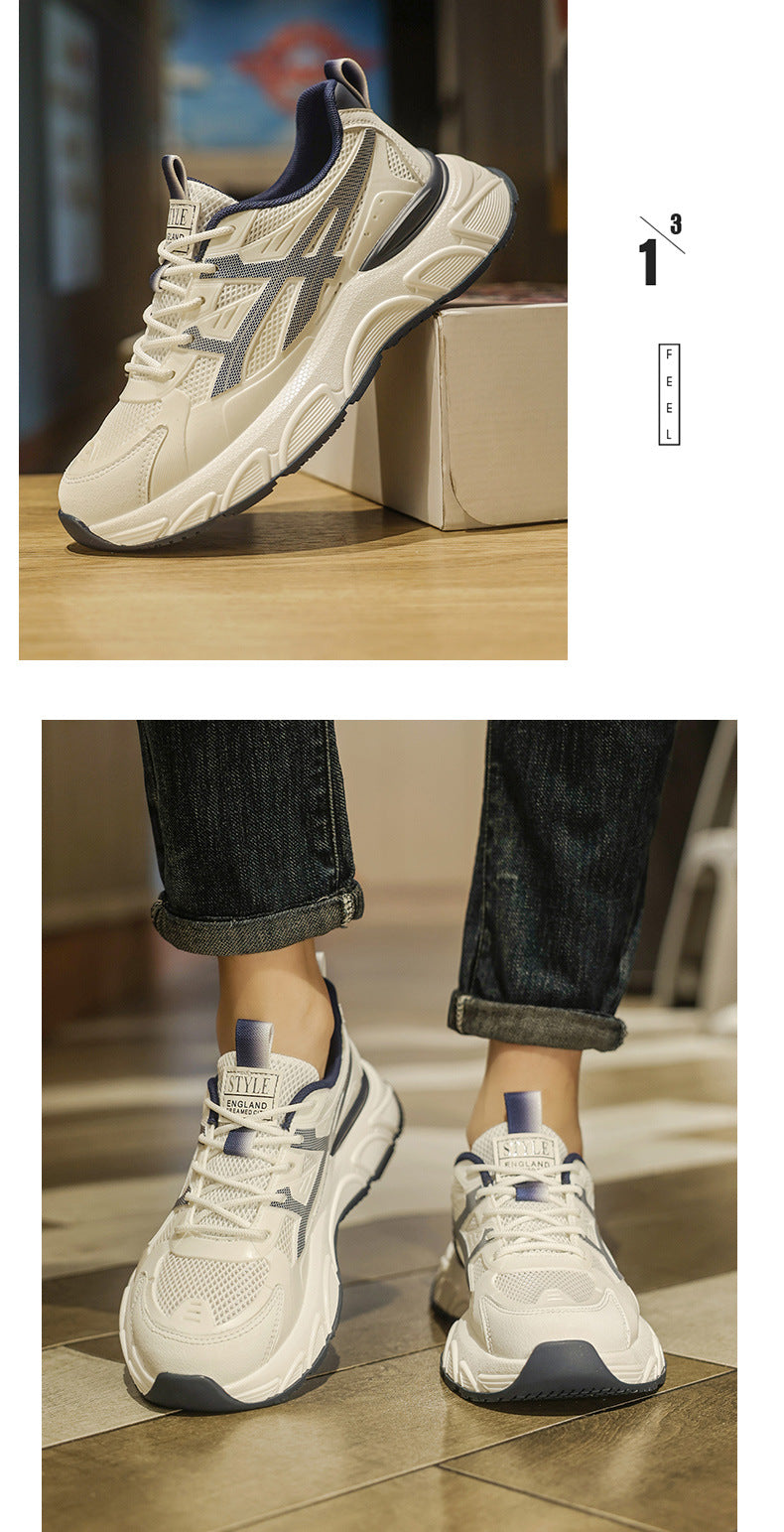 Men's New Spring Casual Comfortable Outdoor Versatile Soft-Soled Running Height-Increasing Sports Shoes for Students and Dads Trendy Shoes