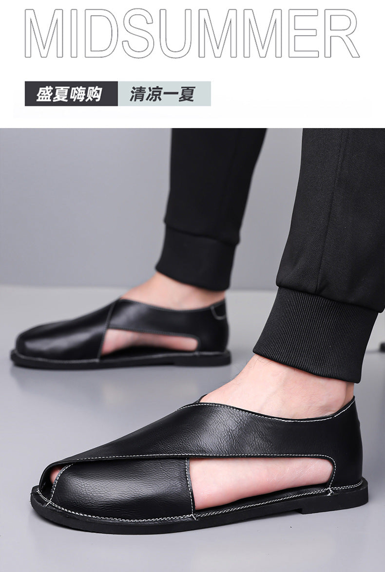 Italian Leather Sandals for Men Summer Sandals Men Casual Shoes Black Fashion Gladiator Sandals for Men Designer Shoes Zapatos