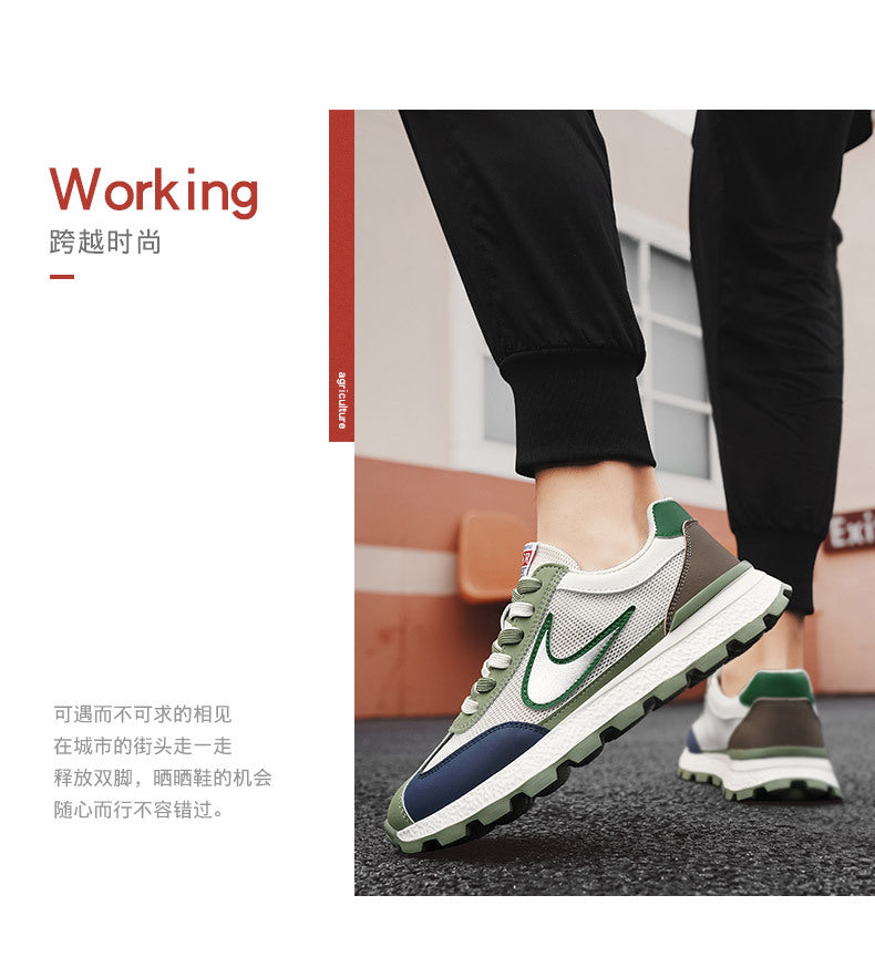 Men's Shoes, New Autumn Style, Breathable, Lightweight, Soft-Soled Running Shoes, Youth Fashion Casual Shoes, Single Mesh Color-Blocking Sports Trendy Shoes