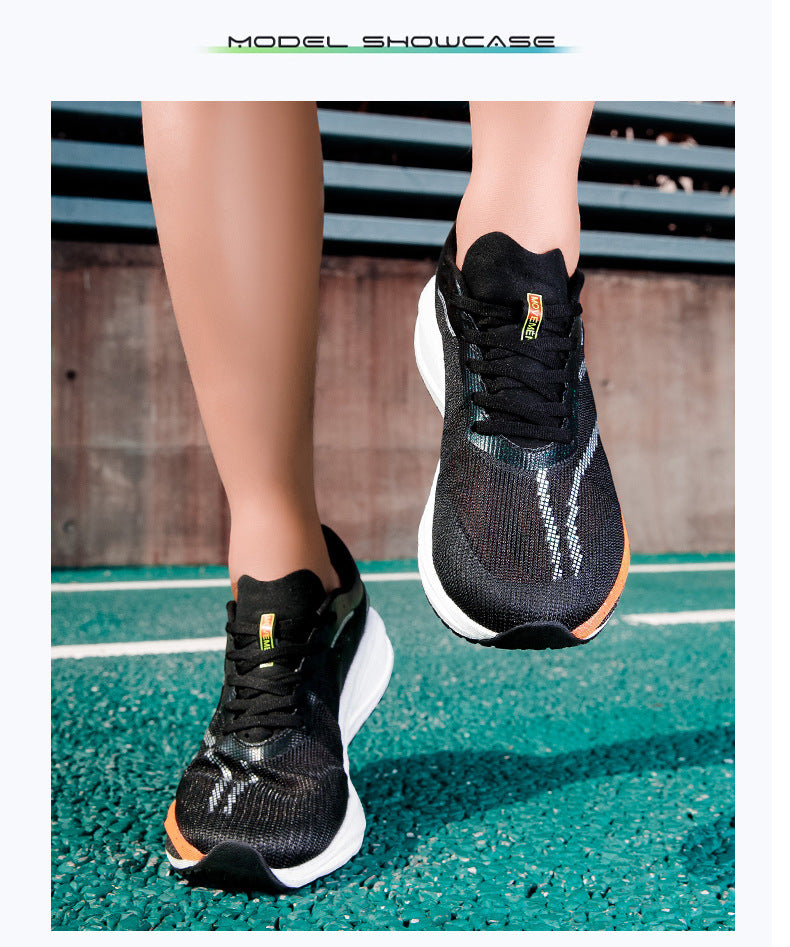 Summer Single Mesh Breathable Carbon Plate Running Shoes for Men, Body Test, High School Entrance Examination Racing Students, Professional Sports Shoes, Shock-Absorbing Running Shoes for Women