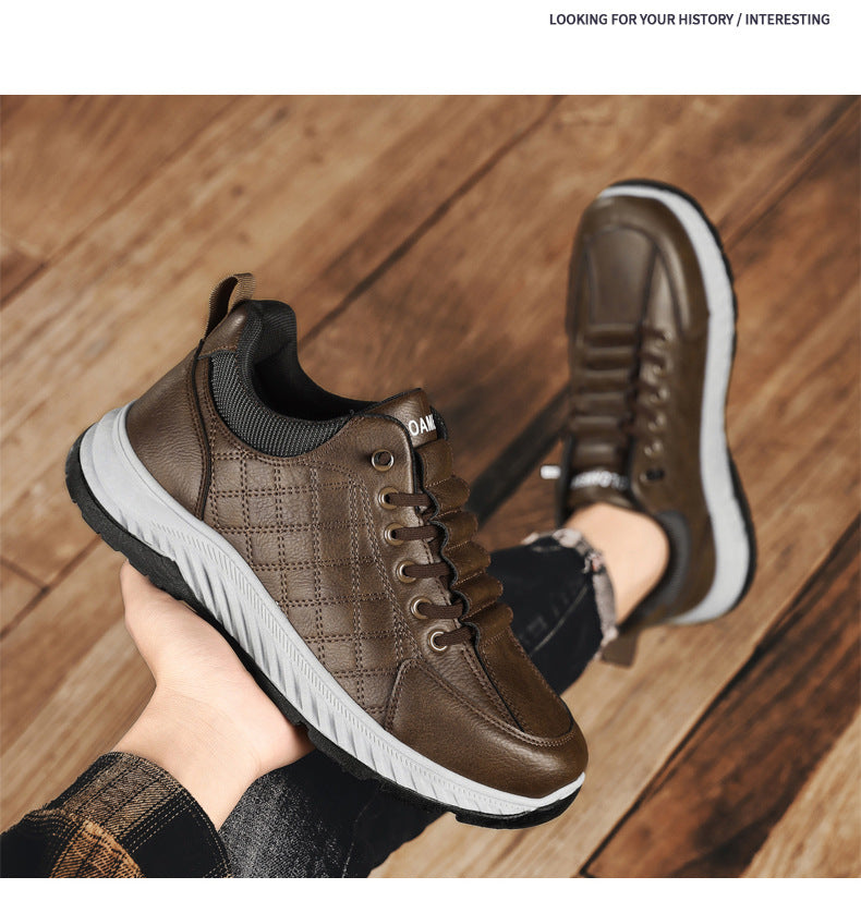 Casual Sports Leather Shoes Men's 2025 New Soft Sole Non-Slip Wear-Resistant Lightweight Fashionable Breathable Forrest Gump Shoes sneaker