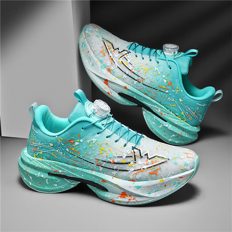Men's and Women's Same Style Running Shoes Carbon Plate Running Shoes Luminous Camouflage Swivel Buckle Casual Shoes Long-Distance Running Exercise Professional Sports Shoes