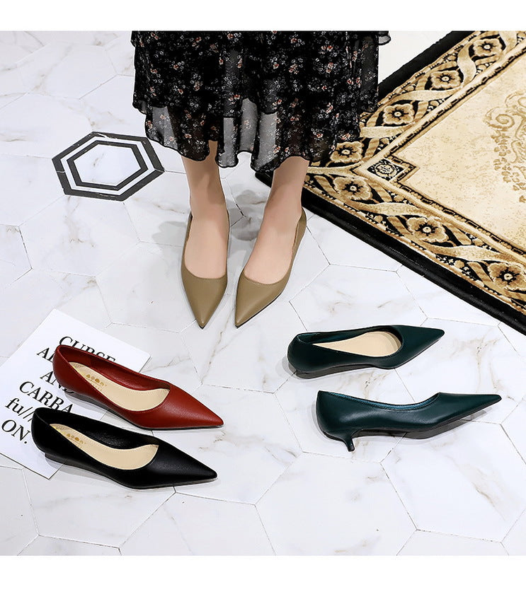 Fashion pointed toe mid heeled shoes 4 cm Stilettos Occupation OL Office shoes low-heel women shoes Kitten high heels Pumps Lady