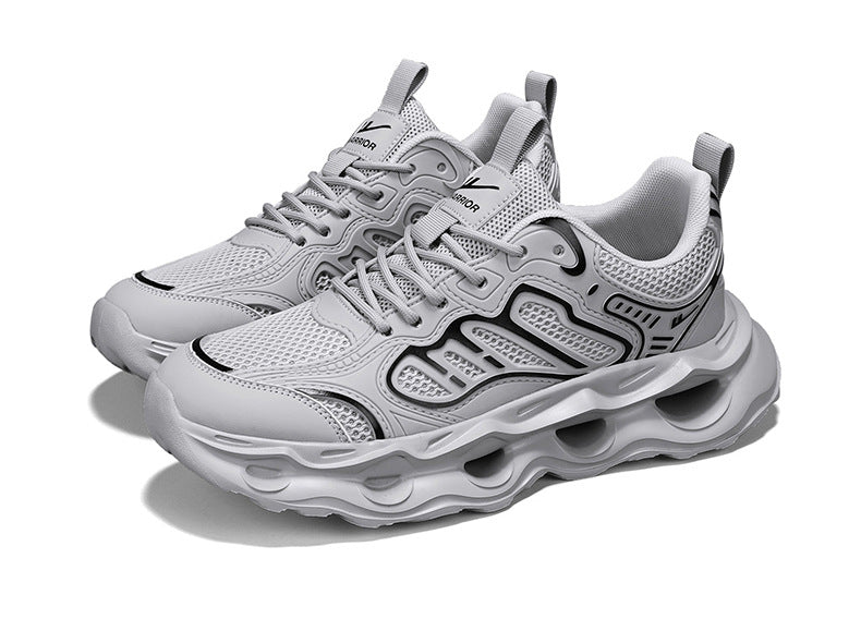 Warrior Men's Shoes 2026 New Model Breathable Hollow Soft Sole Shock Absorbing Lightweight Running Casual Sports Versatile Dad Sneakers